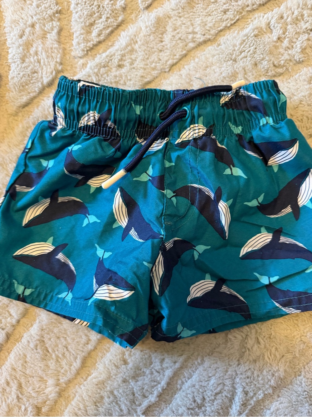 Cat & Jack Teal Whale Print Swim Trunks